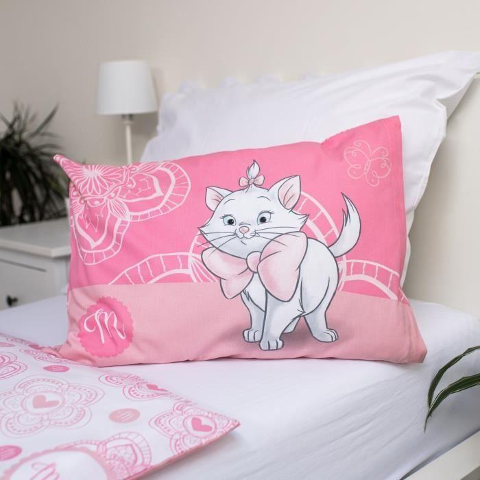 Parure de lit - disney - marie cat - coton - housse de couette 100x135 cm - taie 40x60 cm