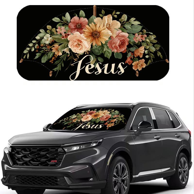 1Pcs Dragonfly Floral Pattern Windshield Sunshade UV Rays Heat Blocker Keeps Vehicle Cool Unique Design Fit Sedans SUVs Trucks