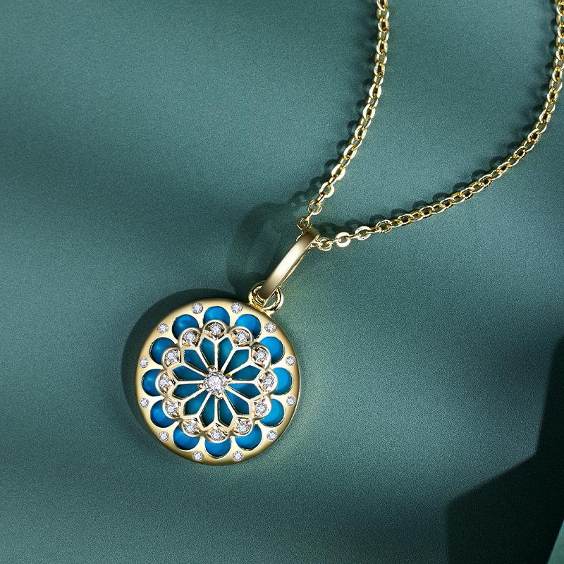 S925 sterling silver Guochao new Chinese necklace turquoise versatile necklace women s collarbone chain 925 silver