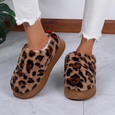 Moda 2024 Zapatos de Mujer de Moda Zapatillas de Mujer Baotou Venta Caliente Estampado de Leopardo Zapatos de Algodón para el Hogar Nuevas Zapatillas Planas de Talla Grande