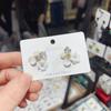 Süße kleine weiße Blume Ohrstecker für Damen Runde Strasssteine Ohrringe Trendiger Süßer Schmuck Geschenk
