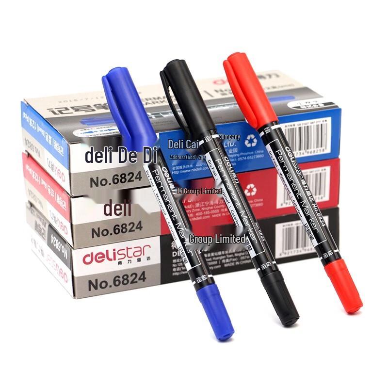 Deli 6824 Dual-Tip Oil-Based Marker Pen 36-Piece Set