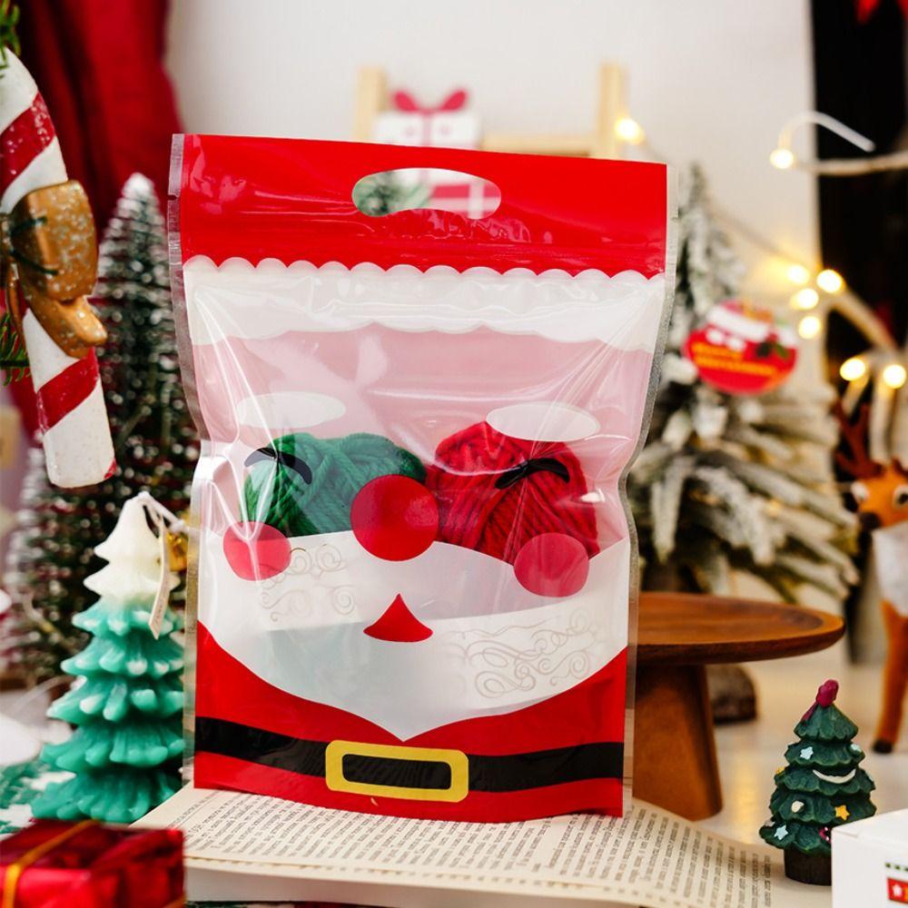 25Pcs Plastic Bags Christmas Candy Bag Merry Christmas Gift Packages Bags  Party Supplies
