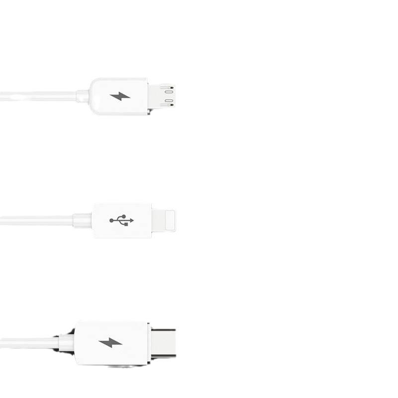 PISEN 3-in-1 Multi-Function Charging Cable: Compatible with Apple 14, Android, Type-C Devices.