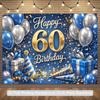 2D Blau Gold 60. Geburtstag Kulisse Happy 60th Birthday Fotografie Hintergrund