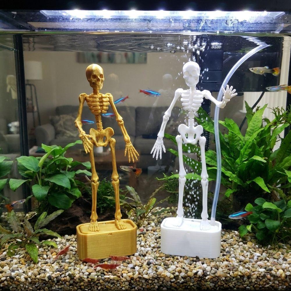 Luminous Dancing Skeleton Aquarium Bubbler Skeleton Underwater Decor Prop  Aquatic Landscaping