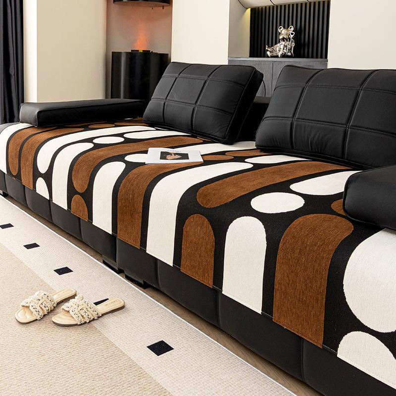 Light Luxury High-end Sofa Cushion 2025 New Four-season Universal Fixed Non-slip Straight-row Leather Sofa Cover Cushion