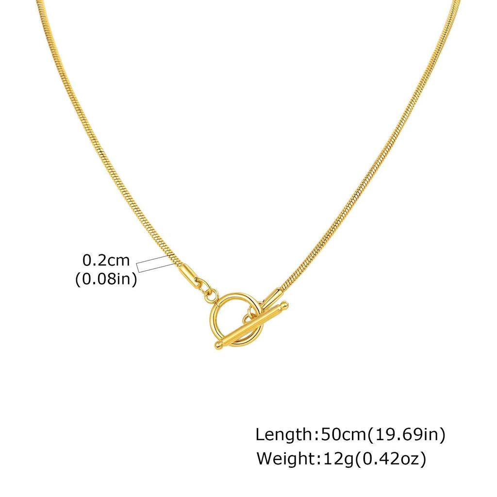 Vnox Stainless Steel Round Snake Chain Necklace 50cm, 2mm Width OT Toggle Chain Link Collar, Minimalist Jewelry Gift for Men Him