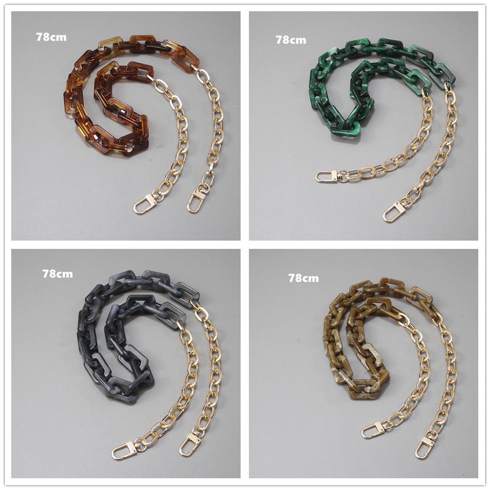 New Fashion Woman Handbag Accessory Chain Detachable Replacement Leopard Amber Green Color Strap Women DIY Clutch Resin Chain