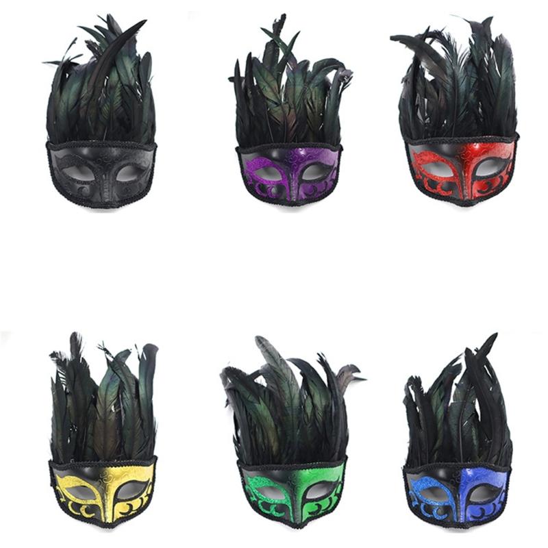 Feathered Masquerade Mask for Women Men Halloween Masquerade Cosplay Mask Half Face Mask Halloween Mask