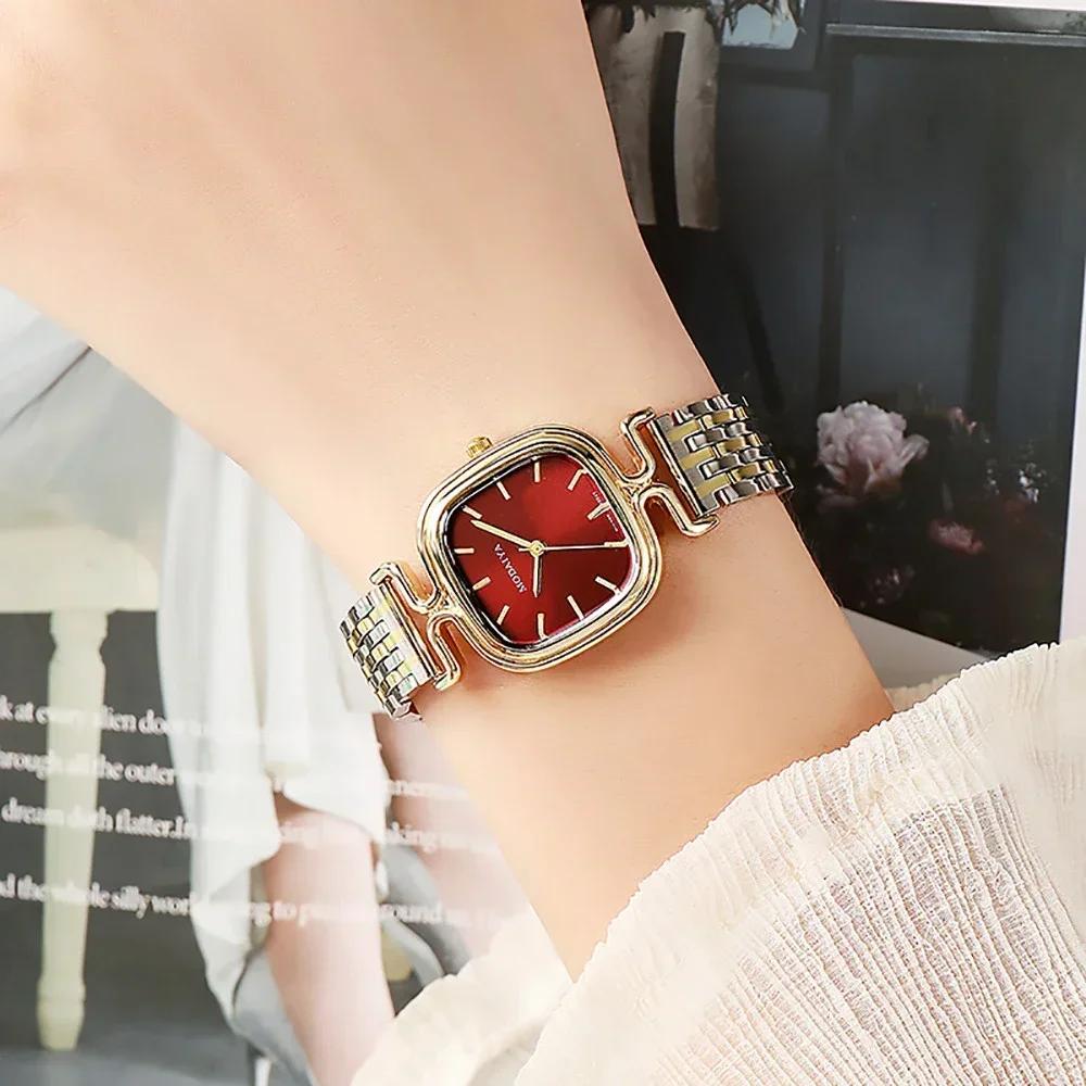 Retro Fashion Ladies Quartz Wristwatches New Square Stainless Steel Band Quartz Watch Woman Student Reloj Mujer Relogio Feminino