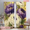 2pcs,2D Plane Printing Minimalist Curtains Vibrant Floral Blooms Polyester Easy Install (without Rod) Festive Use for Bedroom,