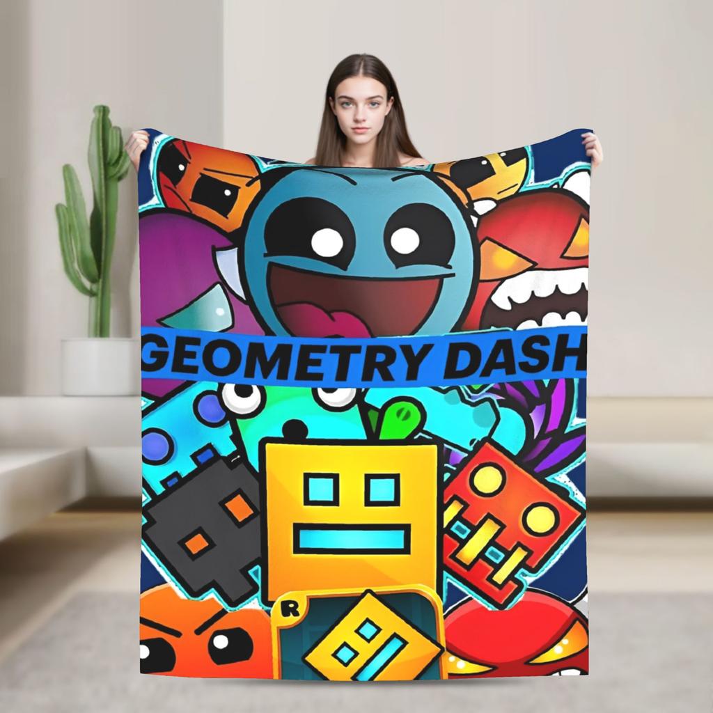 Geometry Gaming Dashed Flannel Blanket  Soft Warm Throw Blanket for Living Room Travel Office Novelty Bedspread Sofa Bed Cover