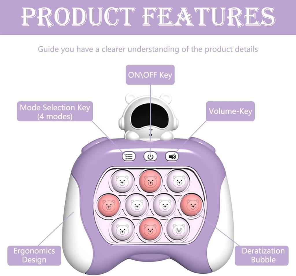 Joc rapid de împingere, Pop Fidget Light Up It Pocket Game pentru copii cu vârste între 3-12 ani, jucărie de joc senzorială portabilă cu 4 moduri de petrecere Joc rapid de împingere Jucării Fidget