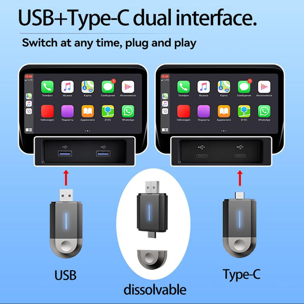 USB Car Dongle WiFi Wireless Carplay Android Auto Adapter Wired To Wireless USB Dongle for OEM Wired CarPlay/Andriod Auto Cars