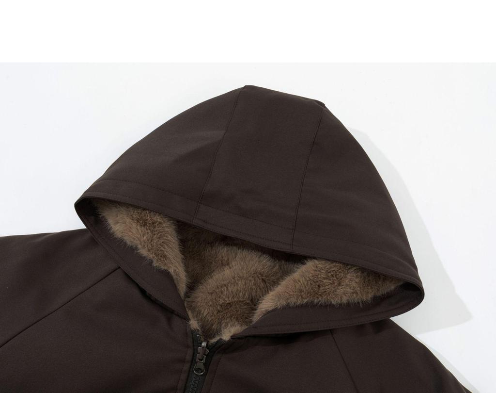 Unisex Reversible Hooded Fleece-Lined Cotton Jacket—Thick, Solid Color, Double-Sided Outerwear for Winter