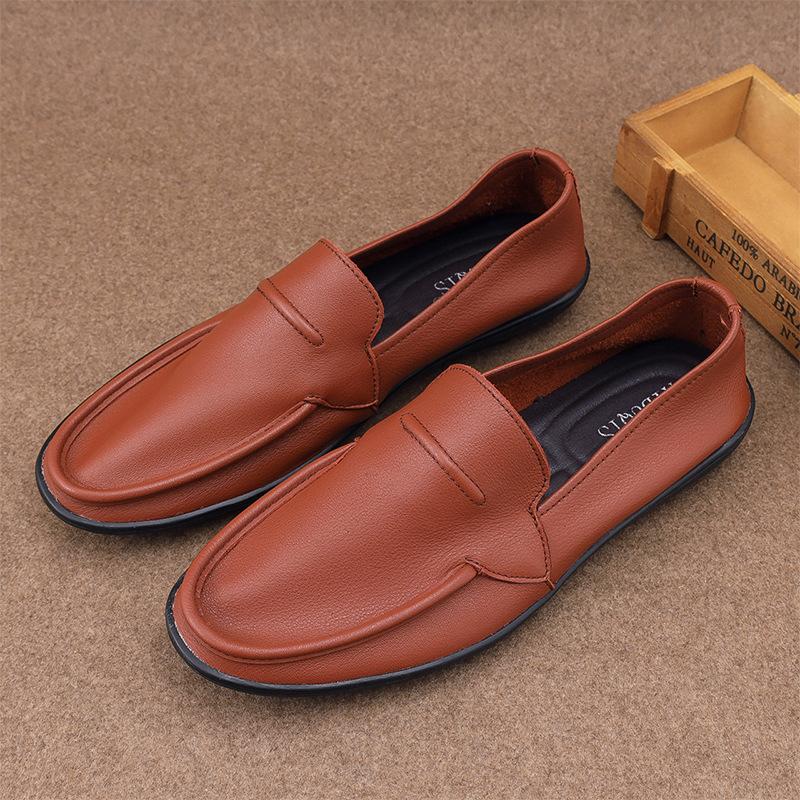 New Business Casual Shoes for Men Casual and Fashionable Men's Single Shoes Lightweight and Soft Low Cut Leather Shoes for Summer