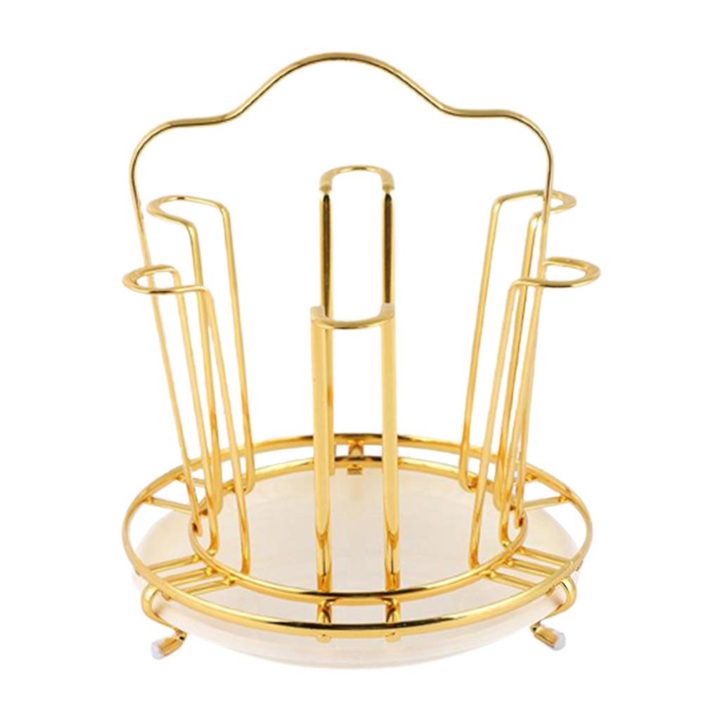 Zlatý držák na hrnky Kuchyňský organizér Kulatý sušák na sklo Stojan na sušení lahví Šálky Kuchyňské doplňky Organizér Kuchyňské potřeby