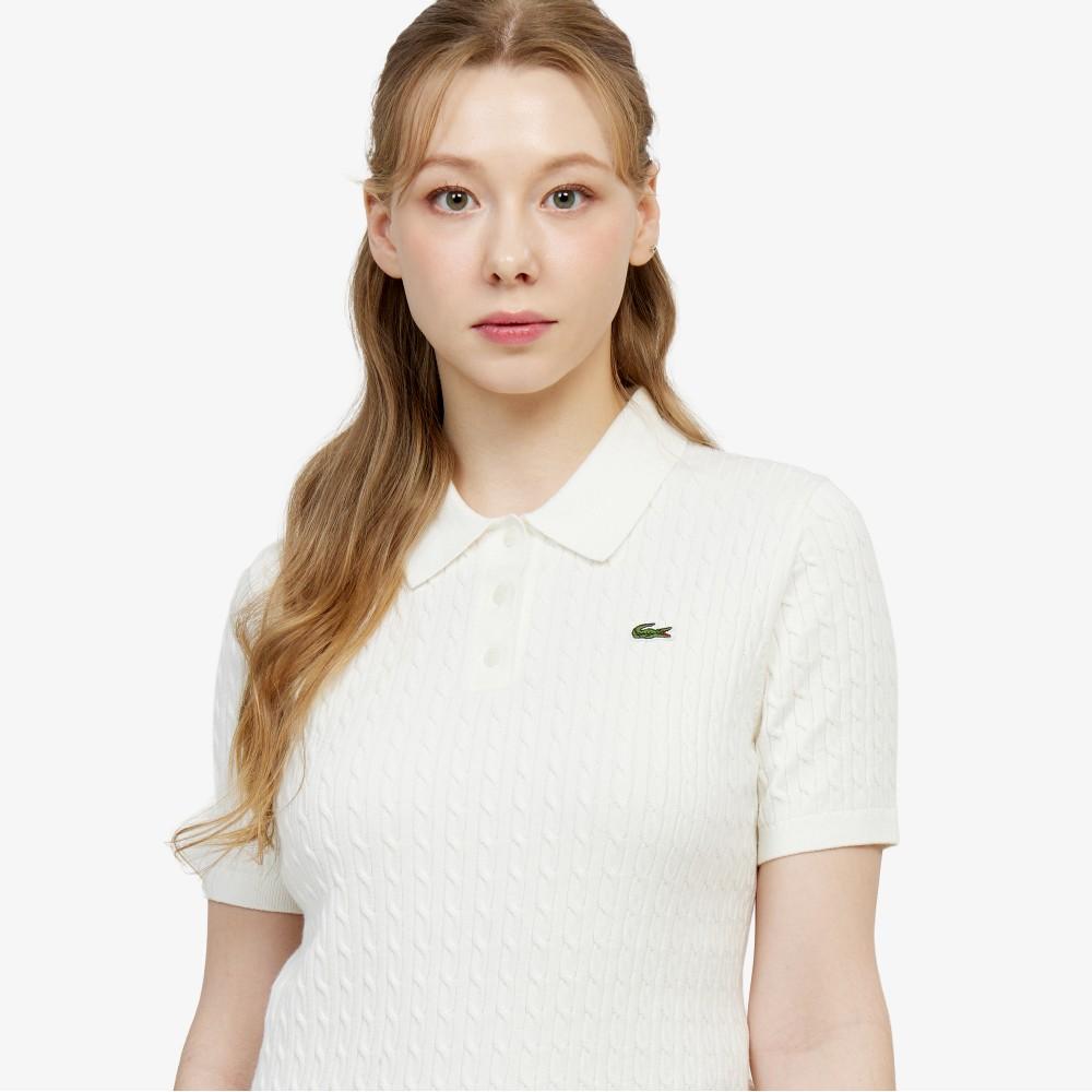 Lacoste Women's Cable Sweater Polo Shirt PF607E-56G70V