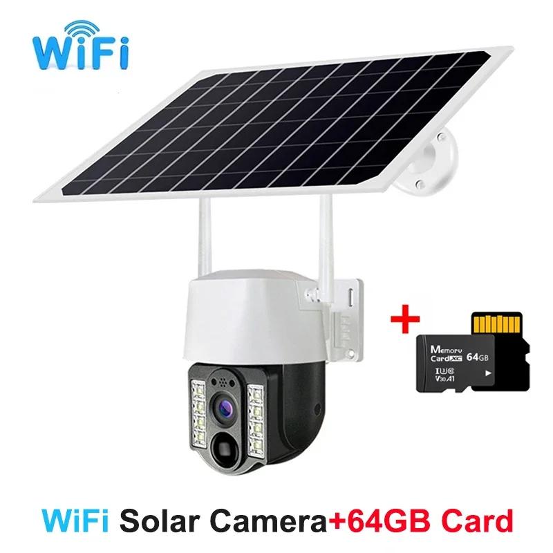 

Low Powered 4G Solar Camera Dual Lens Outdoor PIR Motion Detection Night Vision CCTV Battery Monitor Security With Solar Panel WiFi and 64GB Card