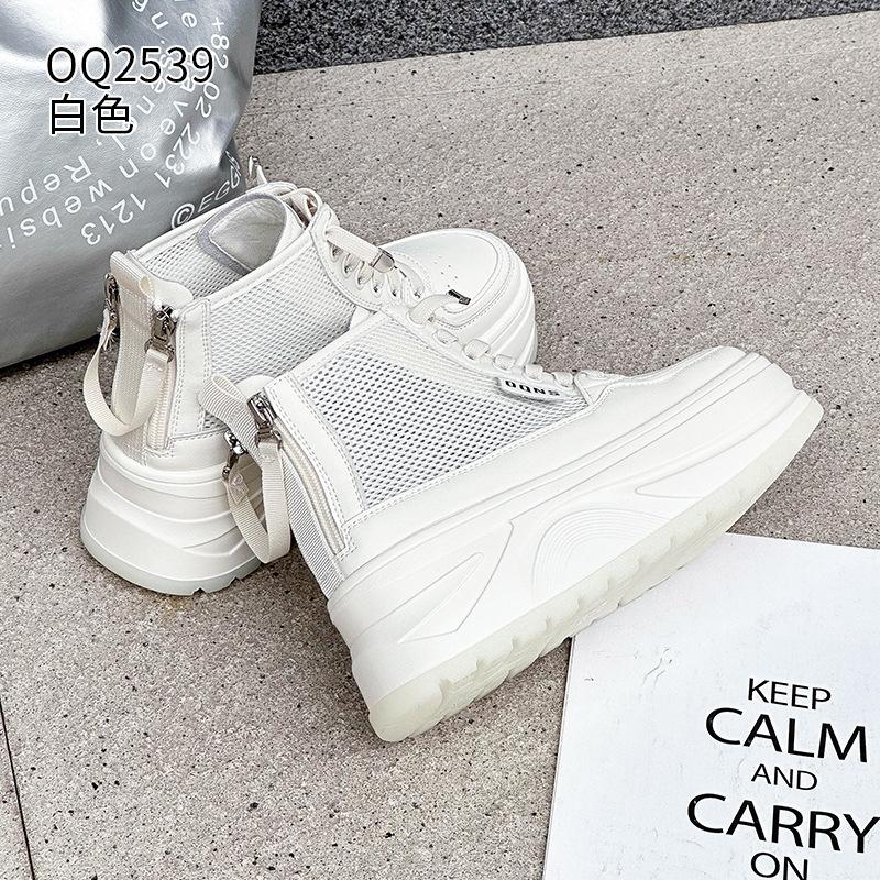 Thick-soled Muffin High-top Shoes New Mesh Breathable Casual Comfortable Small Board Shoes In Summer
