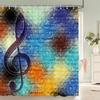 Music Notes Shower Curtain Grey White Design Musical Theme Bathroom Decor Treble Clef Artistic Pattern Modern Home Decor Gift