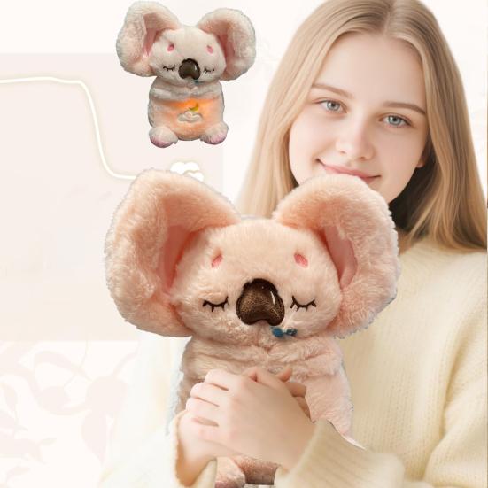 Baby Koala Plush Sensory Toy Anxiety Relief Stuffed Animal 5-Speed Breathing Light & Moving Ears Machine Washable Doll with Soothing Music
