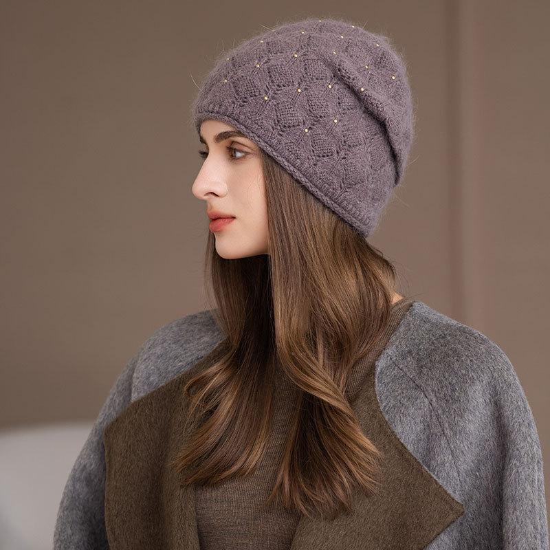 Królicze włosy dzianinowa torba czapka damska zimowa wiatr i zimno pulower wełna moda termiczna czapka