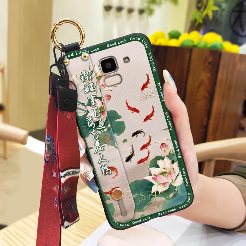 Wrist Strap Chinese Style Phone Case For Samsung Galaxy J6 2018/SM-J600F Anti-dust Kickstand Shockproof Fashion Durable