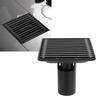 Floor Drain with Removable Cover Grille Square Shaped Shower Drain 10x10cm Black