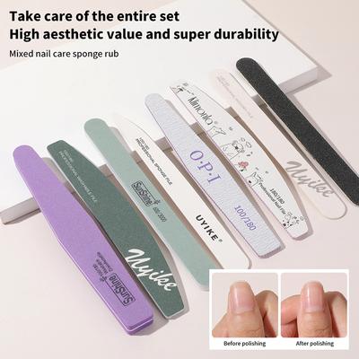 1Pcs Mixed Nail Care Sponge Scrubbing Sand Paper Nail File Buffer Double-Sided Strips Manicure Nail Art Files Durable Washing