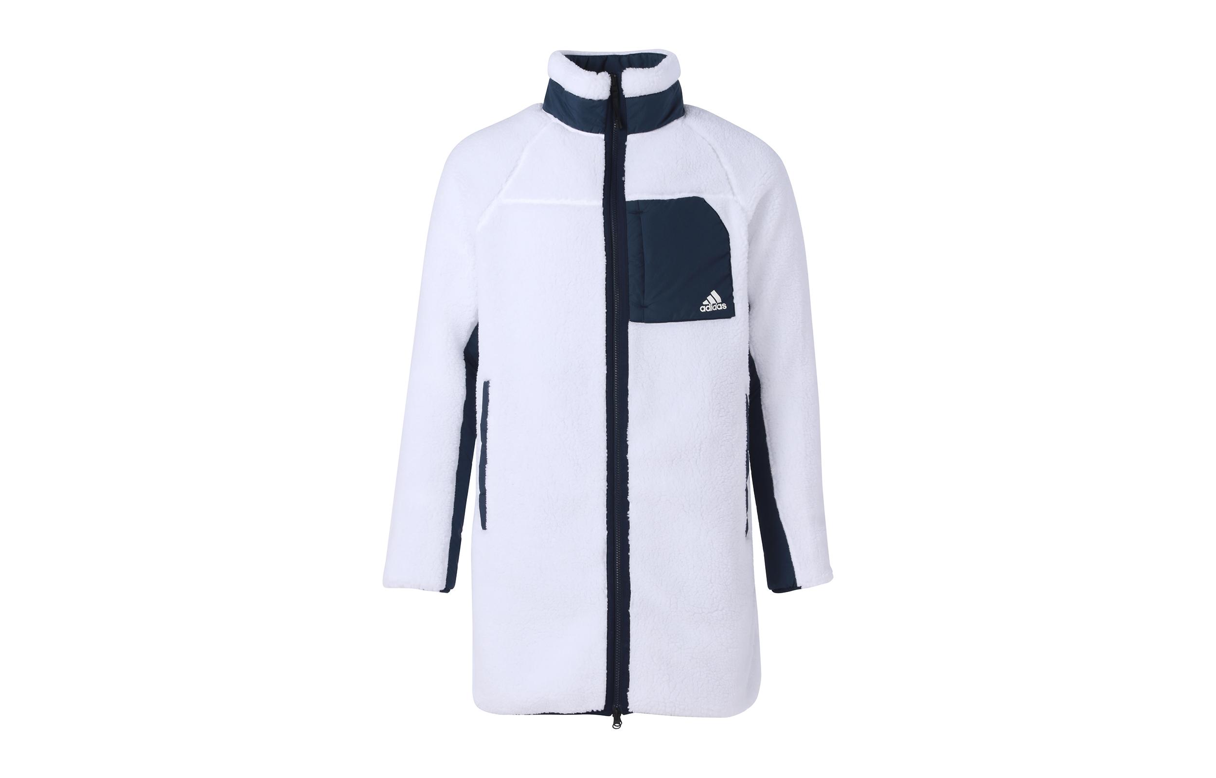 Adidas Velvet Jackets Unisex White Stand Collar Thickened H23104 XS