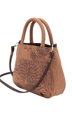 Creare Kiki Women's Shoulder Bag, Crossbody, Lightweight, Made In Japan, Kimono, Persimmon Tannin Dyed, Hanasaraza Fabric, 2-Way Tote Bag, Crumb,