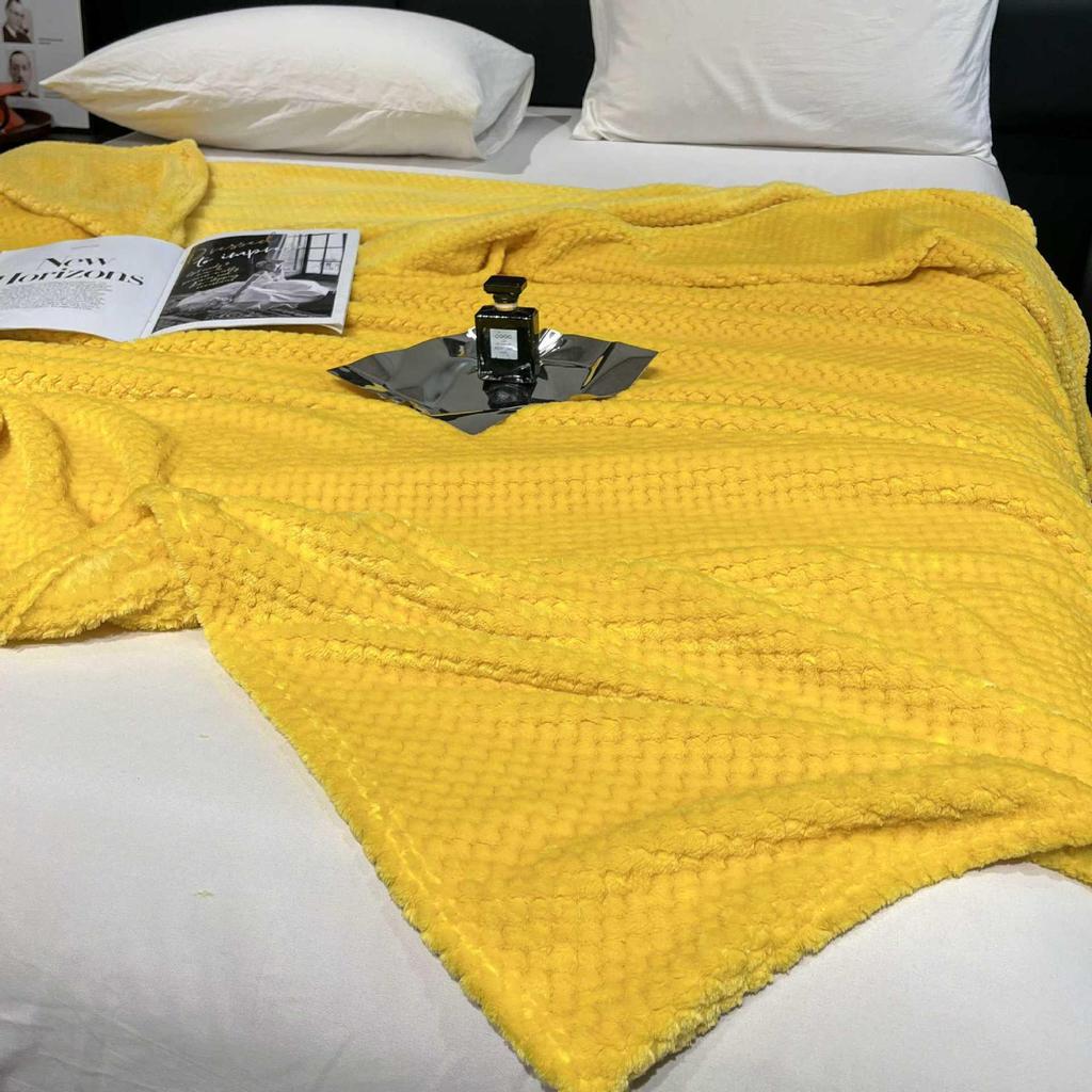Pineapple Plaid Winter Flannel Blanket - Thick Coral Fleece Throw for Office, Air Conditioning, and Plush Nap Comfort