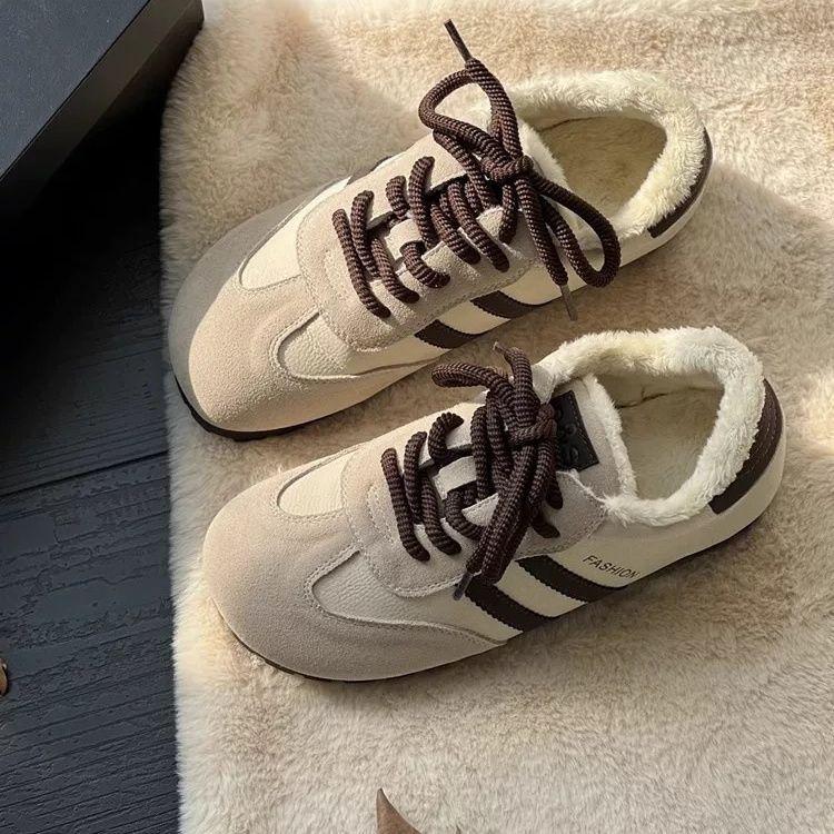 Dexun shoes women's shoes women's autumn and winter 25 new plush Birkenstocks round head ugly cute shoes casual sports fluffy shoes