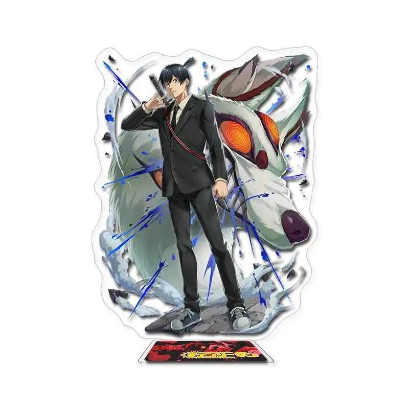 

Аниме бензопила, подставка для модели, тарелка, стоящая фигурка Denji Power Angel Makima, прозрачный акриловый держатель, вентилятор, сбор 4