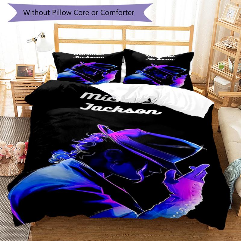 3pcs Michael Jackson Pattern Bedding Set Duvet Cover Set Includes Duvet Cover &pillowcases, Perfect All Season Bedroom Decoration & Gift