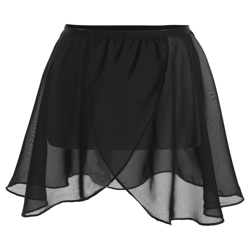 Chiffon Skirt Kids Elastic Waistband Irregular Slit Miniskirt for Stage Performance Gymnastic Costume