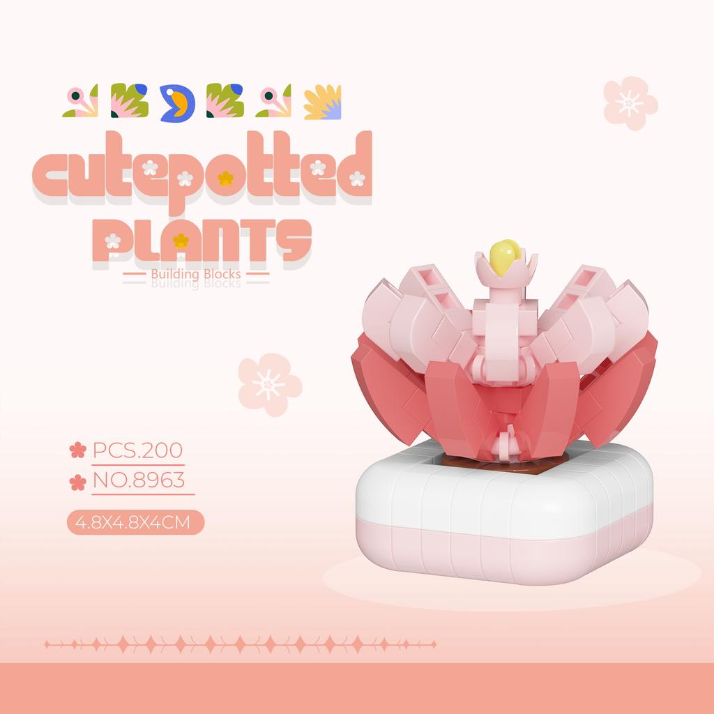Non-Toxic Carden Toys Potted Succulent Cactus Mini Building Blocks Children Toys Flowers Blocks Thanksgiving Gifts