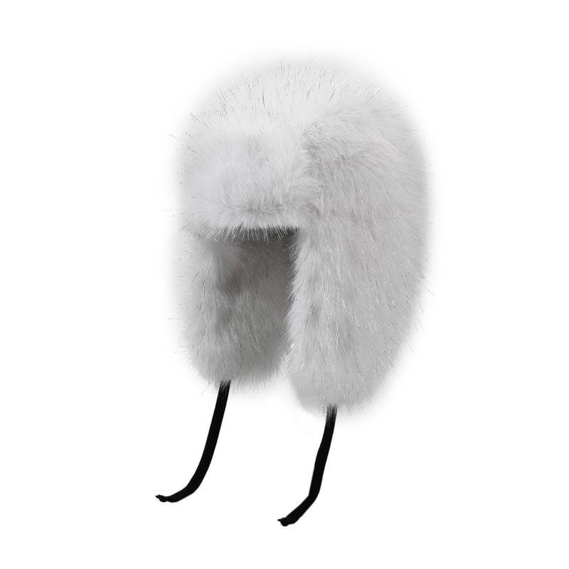 New winter silver silk plush hat thickened thermal hat cold-proof fluffy hat autumn and winter imitation fox hair showing small face hat
