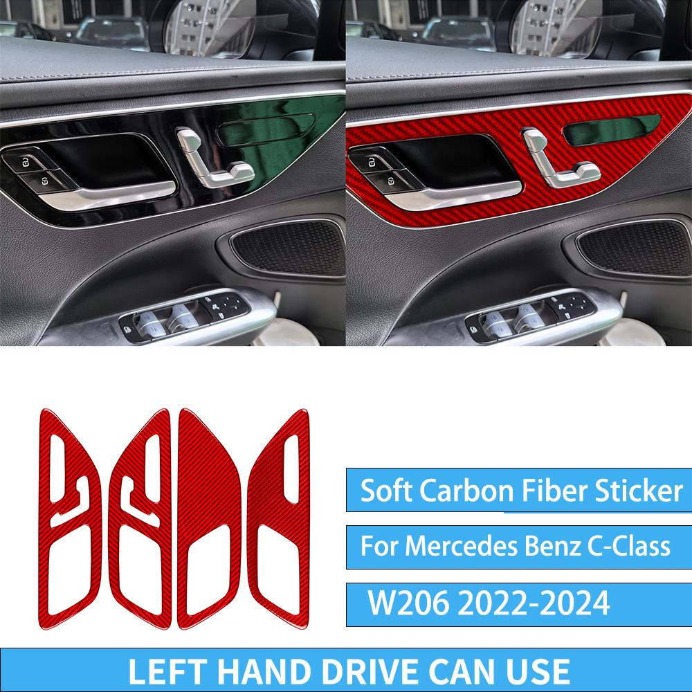 For Mercedes Benz C-Class W206 -2024 Auto Door Trim Seat Adjustment Red Carbon Fiber Decorative Car Accessory Sticker