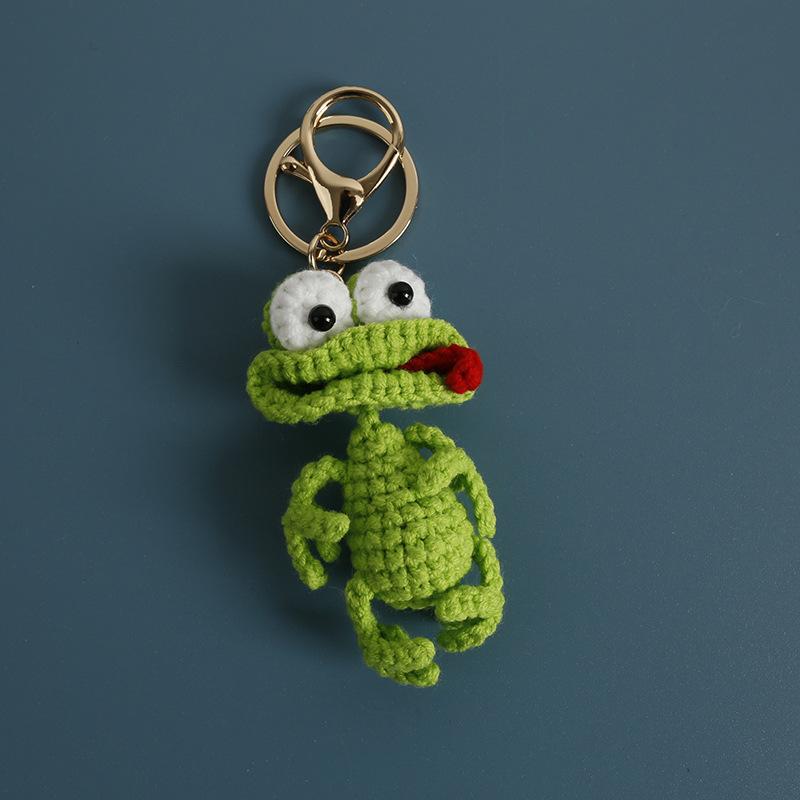 Süße Wurstmund-Entenpuppe Häkel-Schlüsselanhänger Handgemacht Gestrickte Lustige Froschpuppen-Schlüsselanhänger Häkel-Enten-Schlüsselanhänger Für Taschenanhänger