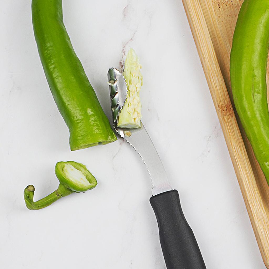 Stainless Steel Pepper Corer with Non-slip Rubber Handle Creative Chili Deseeder Pepper Seed Remover Tool Cooking Accessories