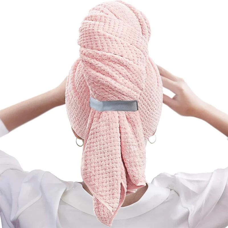 Schnelltrocknendes Sauna-Haartuch Satin-Schlafhut Mikrofaser-Kappe Zuhause Große Haushaltswaren Mit Gummiband Badezimmer