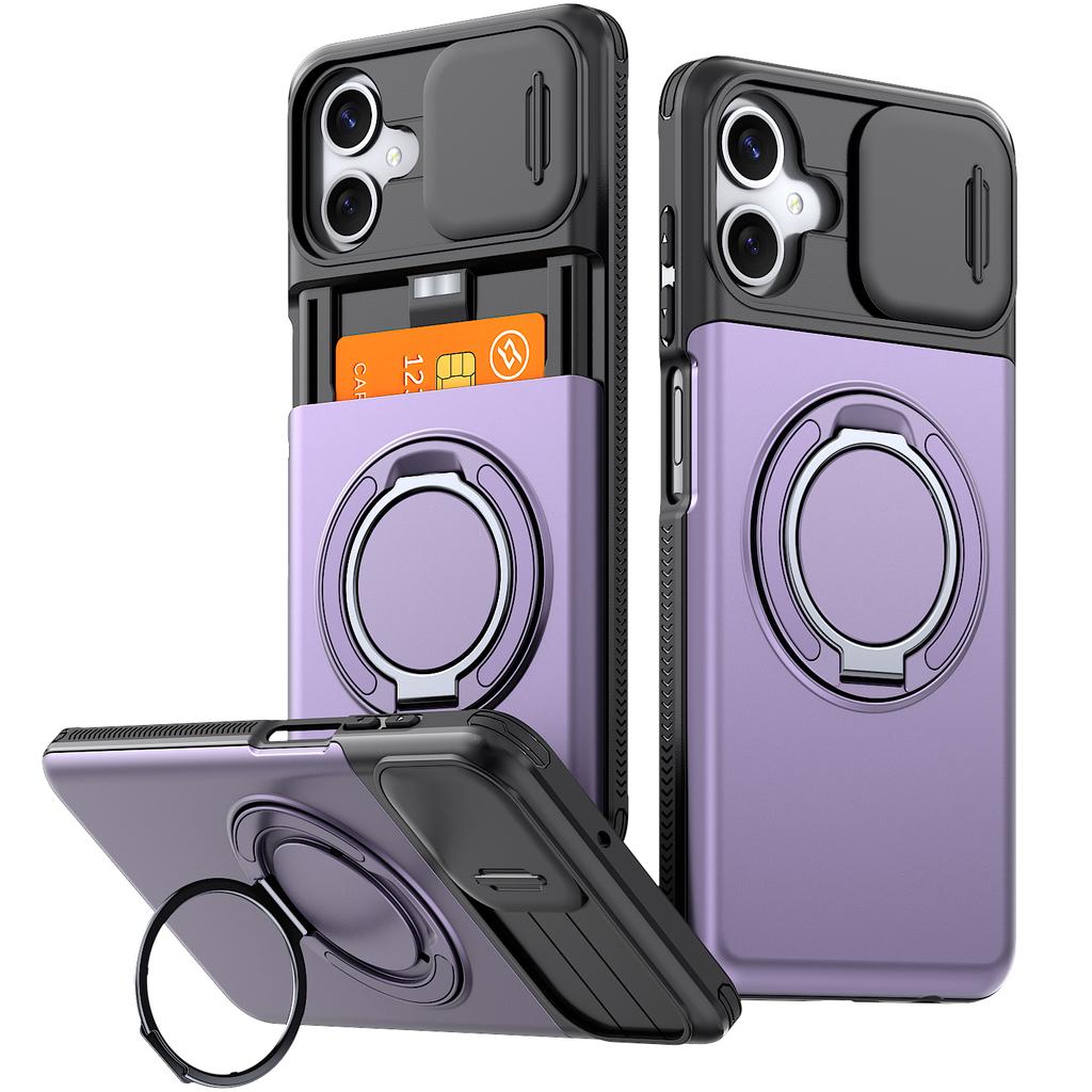 Case For Samsung Galaxy A27 A57 A37 A17 A07 A56 A36 A26 A16 A06 A55 A35 A15 Slide Lens Protect With Card Ring Holder Armor Cover
