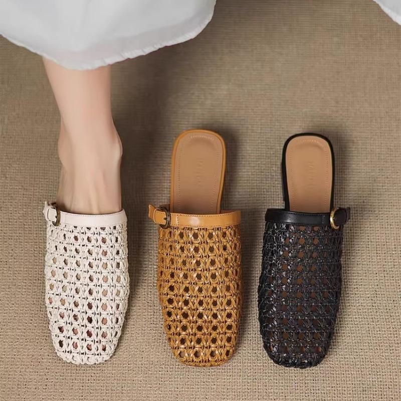 2025 Mesh Hollow-out Breathable Wrapped-Head Slippers Summer New Round Toe Covered Foot Non-Slip Wear-Resistant