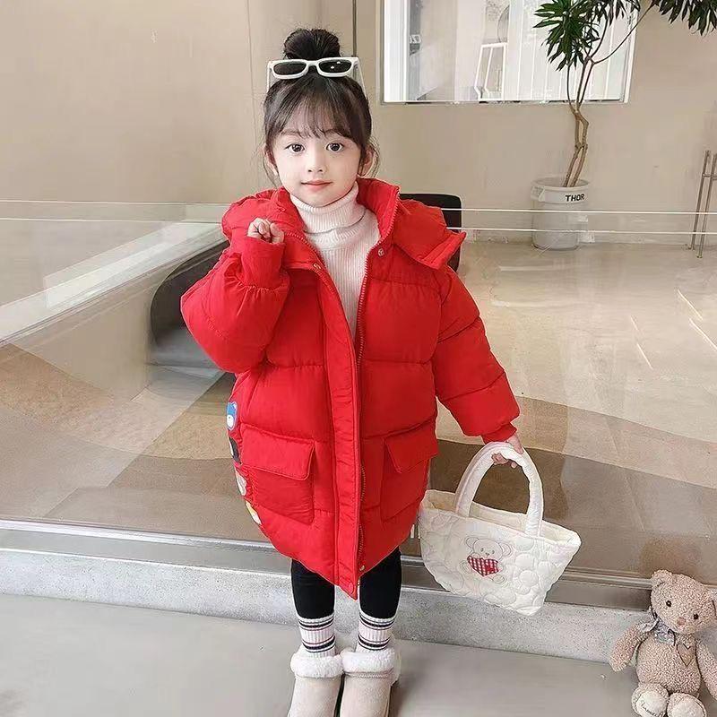 2025 Girls' Trendy Winter Down Coat - Thick Padded Fashion Jacket