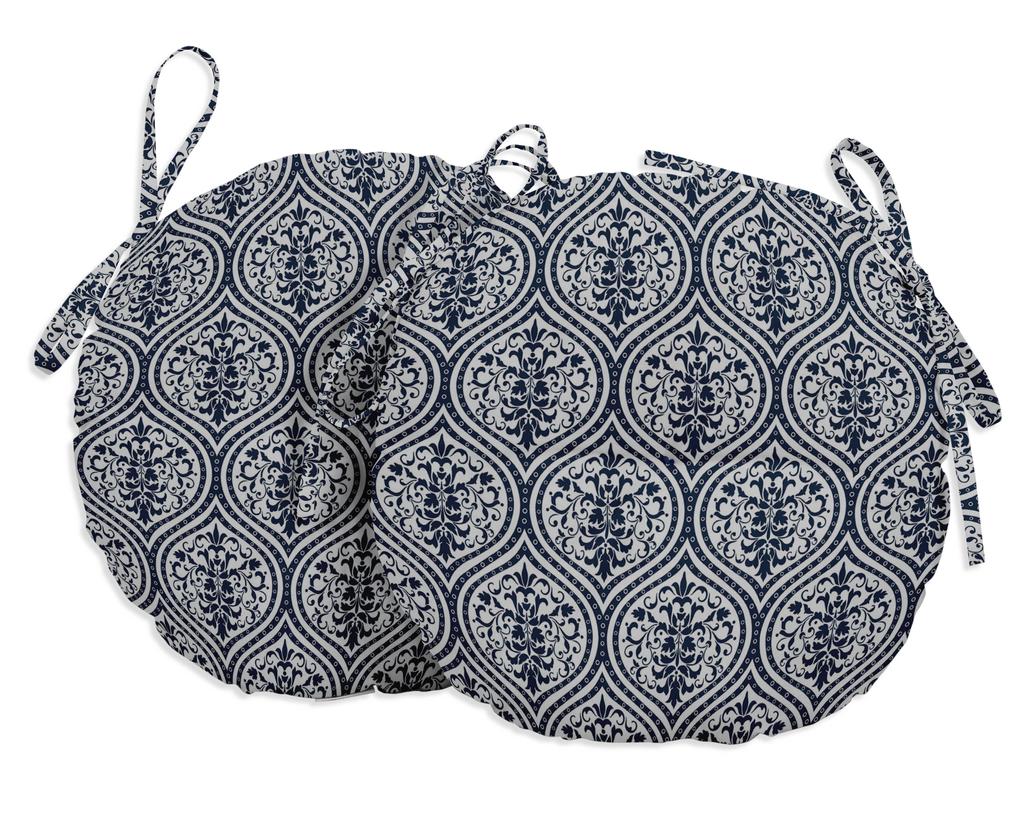 Vargottam Indoor Outdoor Round Bistro Chair Cushions Block Print 15-Inch Bistro Chair Pads Waterproof Seat Chair Cushion For Home