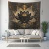 Black Lotus Blossom Indoor Wall Tapestry Dark Occult Design Sacred Geometry Aesthetic Enchanting Bedroom Living and Dorm Roo