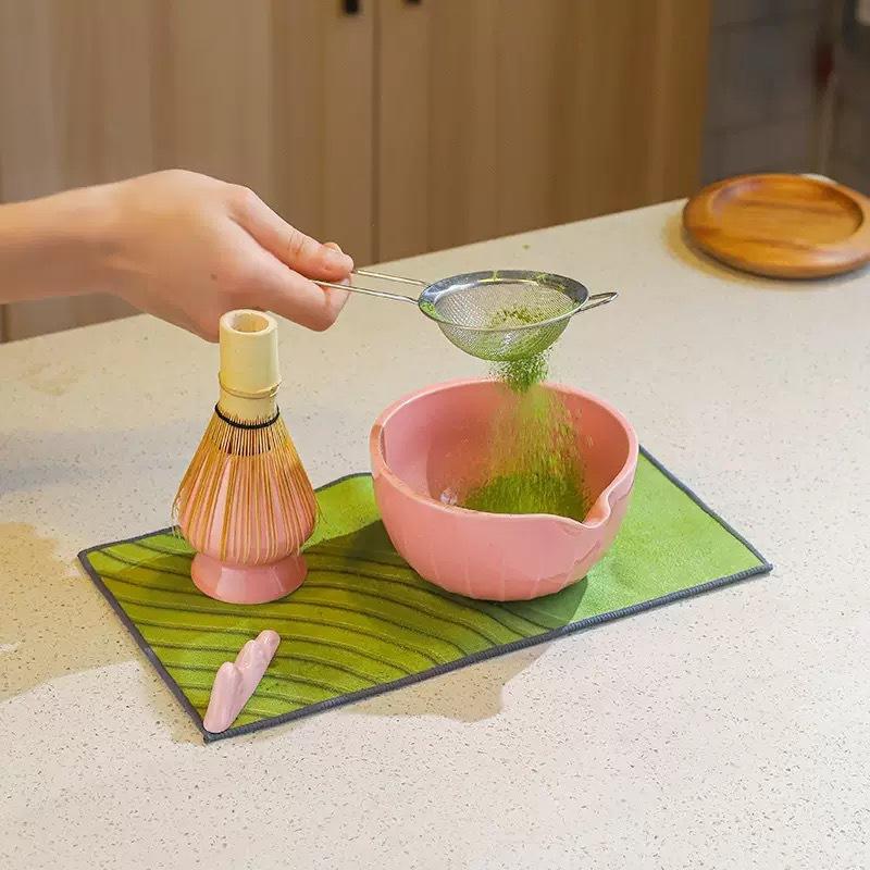 7-piece set Modern simple solid color pointed mouth matcha set Baibenli tea ceremony Song Dynasty tea ordering matcha bowl tools